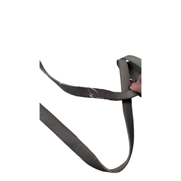 Stella & Dot Gray Leather Zip Top Bag Silver Hardware Inside Zip Pockets - Picture 5 of 8